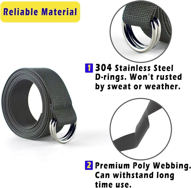 Clocean Web Football Belt with Two Stainless Steel D Rings 52' Football Pants Belt for Men Women Kids Youth Boys Girls - Image 2